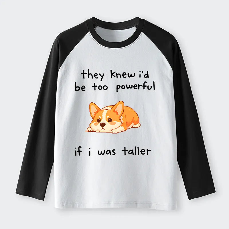 Kyoto-Lion Funny Short Dog Joke Raglan Long Sleeve T-shirt