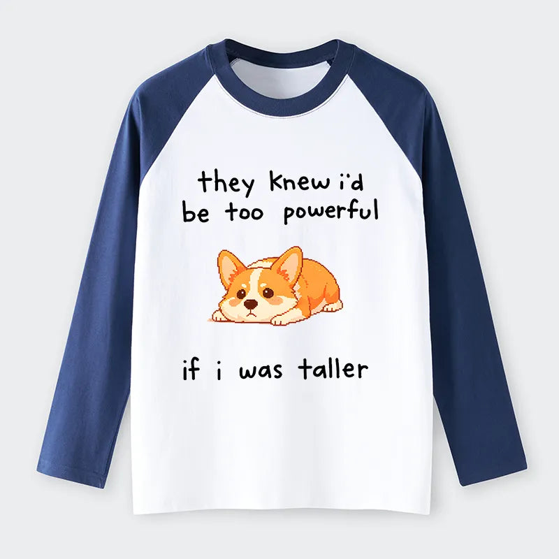 Kyoto-Lion Funny Short Dog Joke Raglan Long Sleeve T-shirt