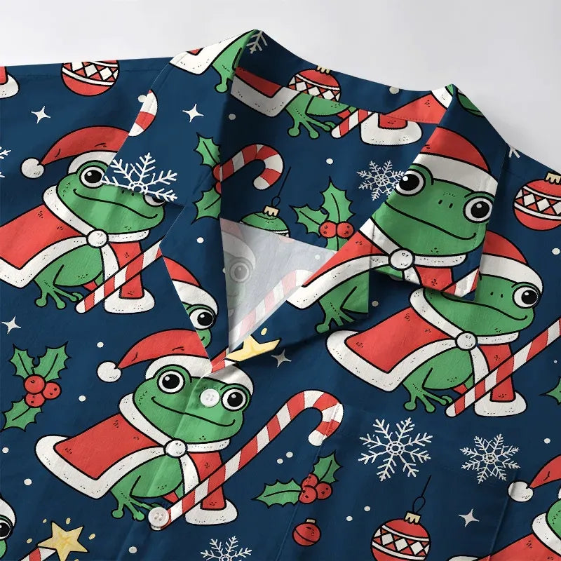 Kyoto-Lion Christmas Frog Aloha Hawaiian Shirt