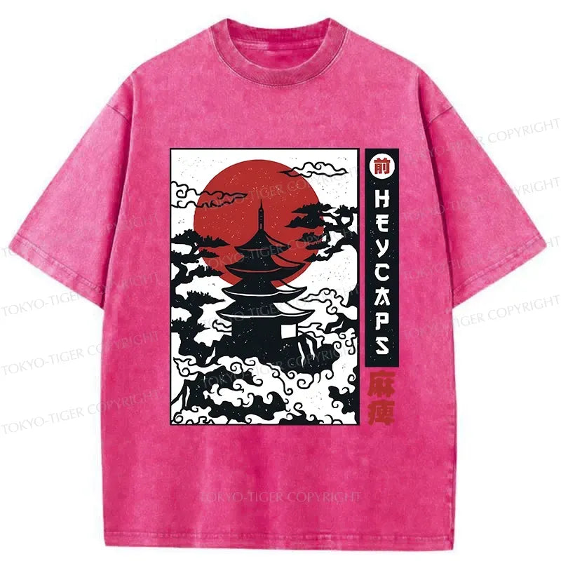Kyoto-Lion Japanese Old Temple Washed T-Shirt