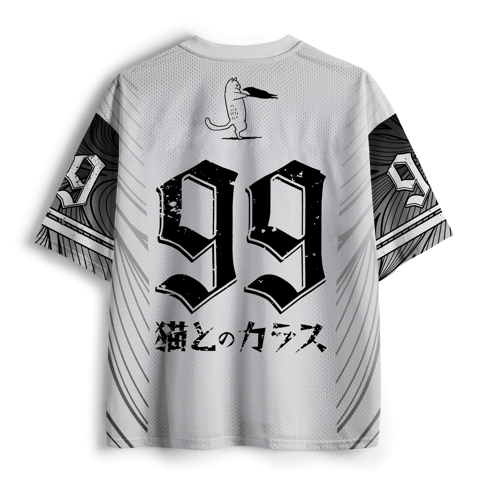 Japanese Black Cat and Crow Mesh Jersey