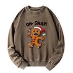 Kyoto-Lion Oh Snap The Gingerbread Man's Christmas Chaos Washed Sweatshirt