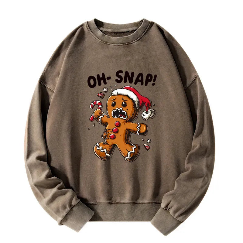 Kyoto-Lion Oh Snap The Gingerbread Man's Christmas Chaos Washed Sweatshirt