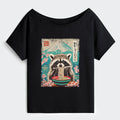 Kyoto-Lion Please Give Raccoon A Discount Off Shoulder T-Shirt
