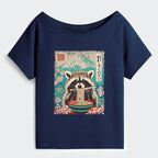 Kyoto-Lion Please Give Raccoon A Discount Off Shoulder T-Shirt