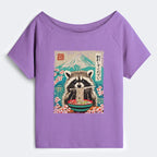 Kyoto-Lion Please Give Raccoon A Discount Off Shoulder T-Shirt