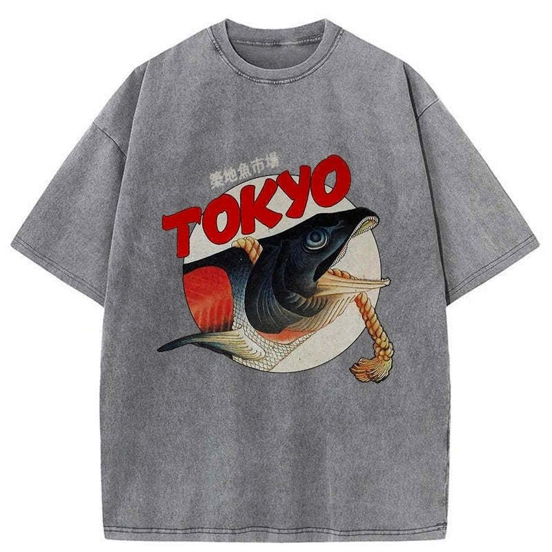 Kyoto-Lion Vintage Japanese Tsukiji Fish Market Washed T-Shirt