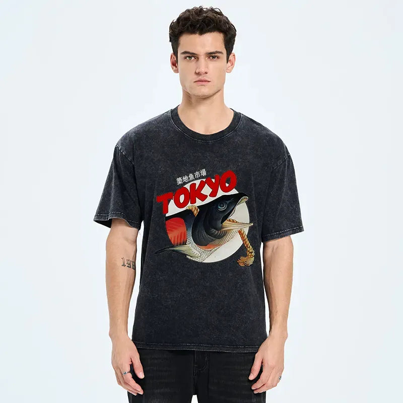 Washed Japanese Tee for Daily Wear