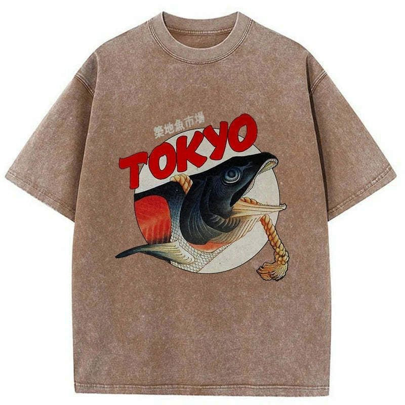 Kyoto-Lion Vintage Japanese Tsukiji Fish Market Washed T-Shirt