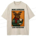 Kyoto-Lion Reindeer Drinking Coffee Washed T-Shirt