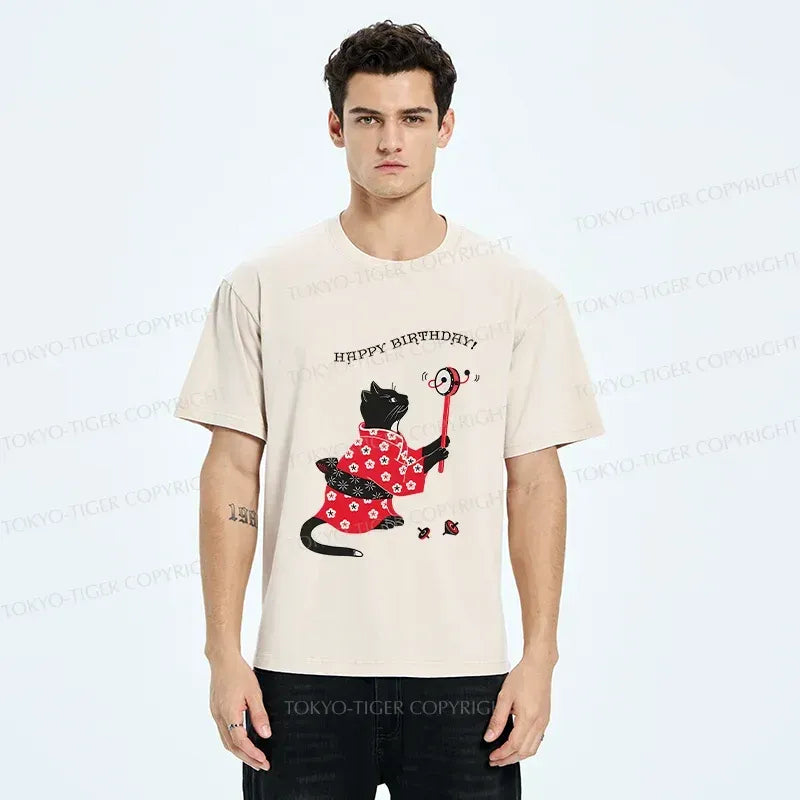Unisex Birthday Cat Shirt for Casual Wear