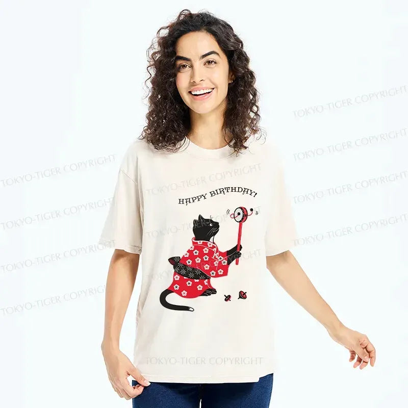 Unisex Birthday Cat Shirt for Casual Wear
