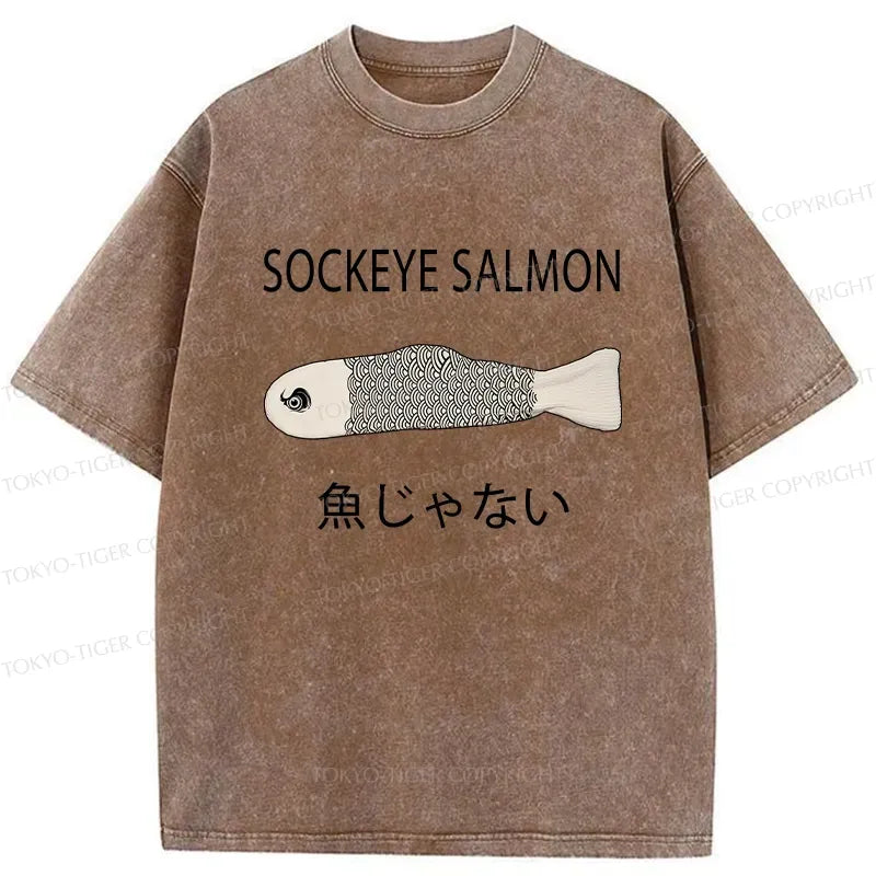 Japanese salmon washed t-shirt for men