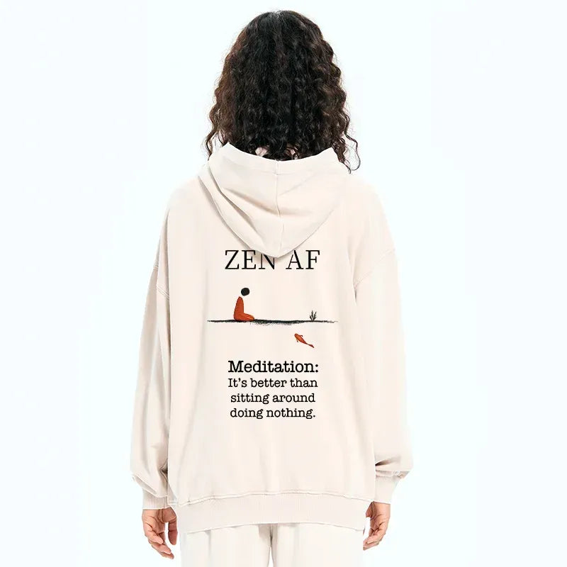 Japanese Zen Meditation Washed Zip Hoodie