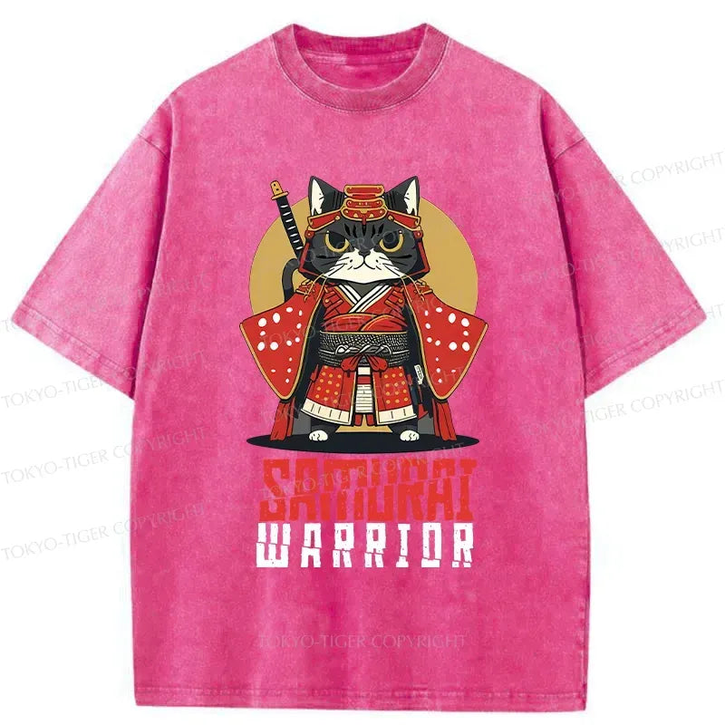 Kyoto-Lion Mighty Cat Samurai Washed T-Shirt