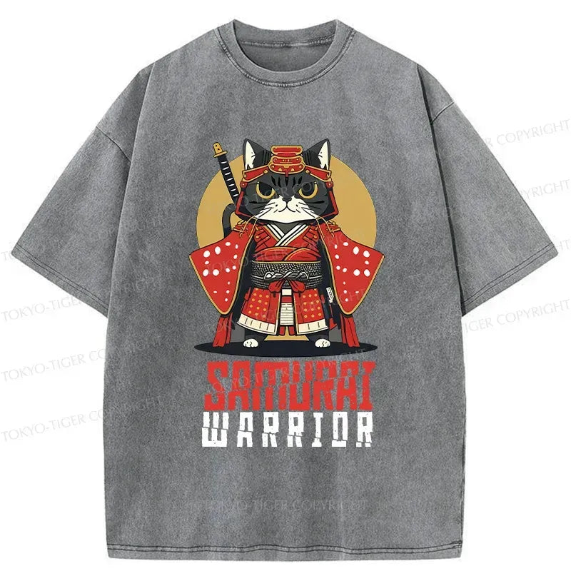 Mighty Samurai Cat T-Shirt for Daily Wear