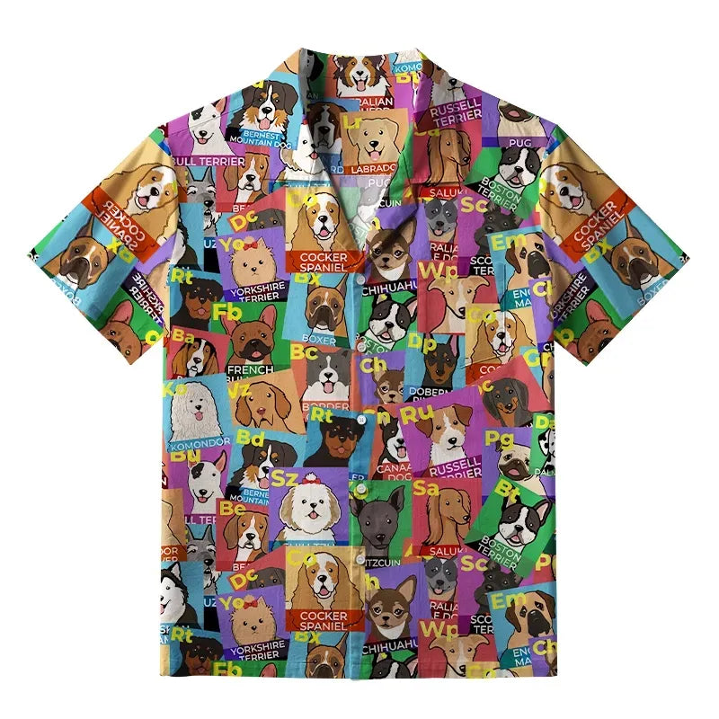 Kyoto-Lion Funny Dog Elements Aloha Hawaiian Shirt