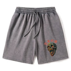 Kyoto-Lion Terrifying And Disgusting Skull Washed Shorts