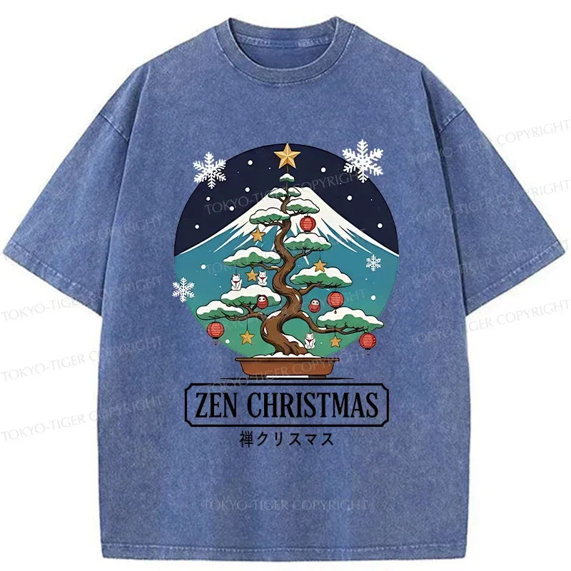 Kyoto-Lion Christmas Potted Plants Washed T-Shirt