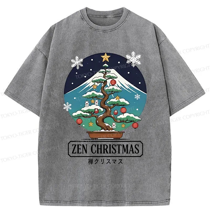 Kyoto-Lion Christmas Potted Plants Washed T-Shirt