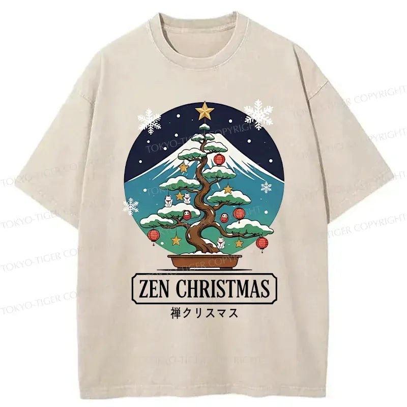 Kyoto-Lion Christmas Potted Plants Washed T-Shirt