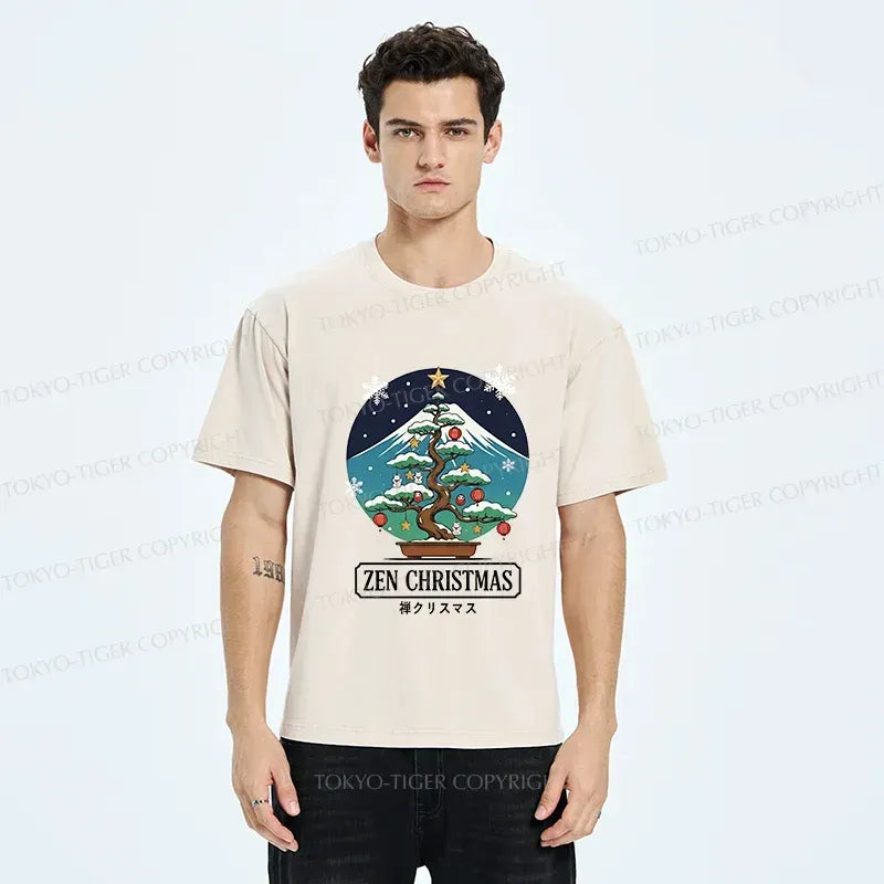 Kyoto-Lion Christmas Potted Plants Washed T-Shirt