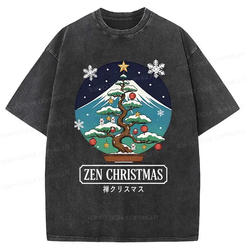 Kyoto-Lion Christmas Potted Plants Washed T-Shirt