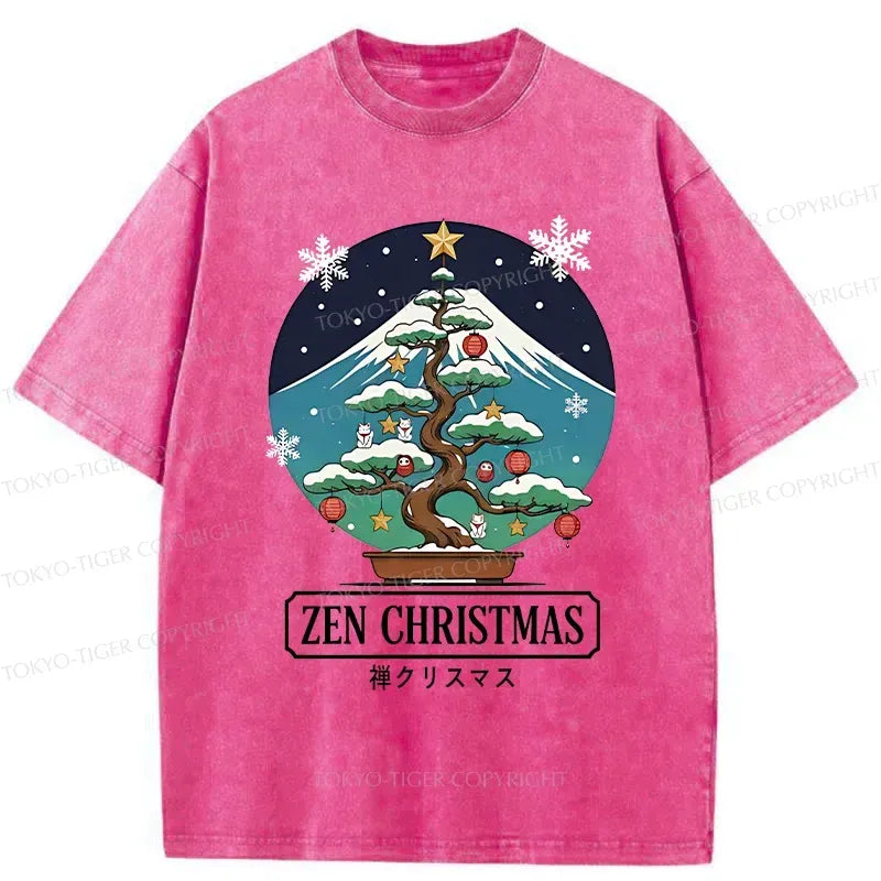 Kyoto-Lion Christmas Potted Plants Washed T-Shirt