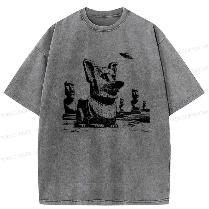 Kyoto-Lion Funny Corgi Washed T-Shirt
