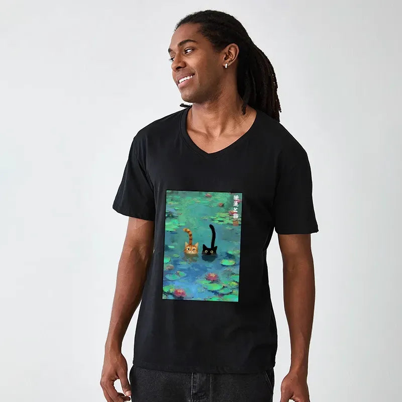Funny Cats Swimming in Lilies T-Shirt for Gift Idea
