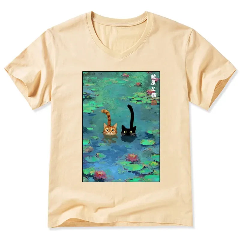 Japanese Classic Cat T-Shirt with Free Shipping