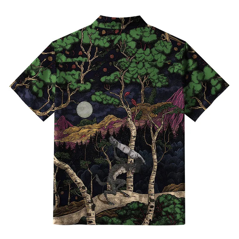 Japanese Vintage Button-up Shirt for Summer