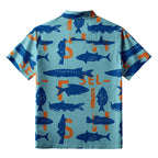 Kyoto-Lion Different Types Of Fish Button-up Shirt