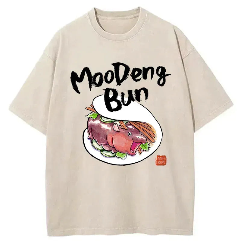Kyoto-Lion Delicious Moo Deng Japanese Bun Washed T-Shirt