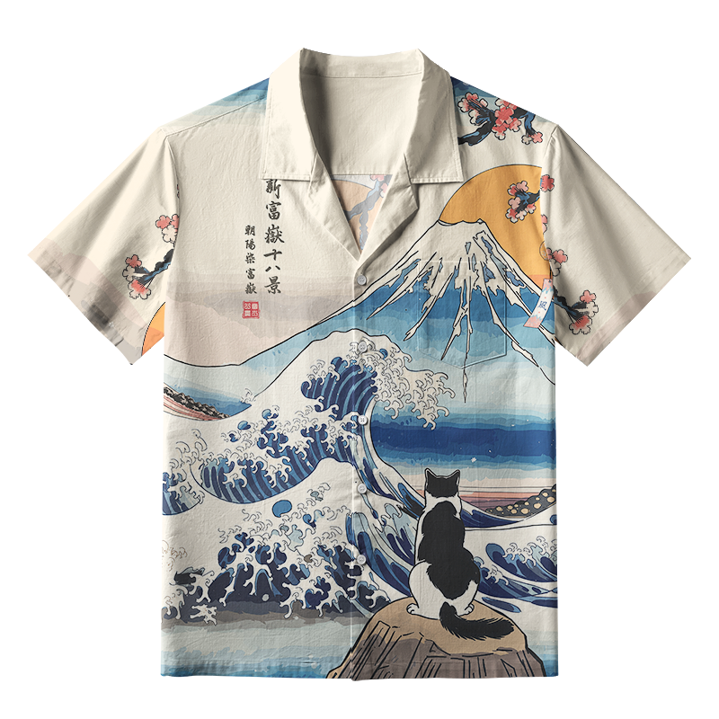 Japanese Ukiyo-e Cat Hawaiian Shirt