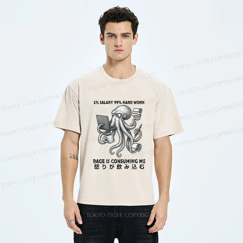 Kyoto-Lion 1% Salary 99% Hard Work Washed T-Shirt