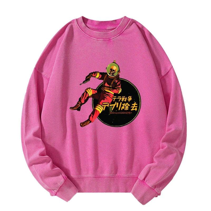 Kyoto-Lion Skeleton Astronaut Washed Sweatshirt