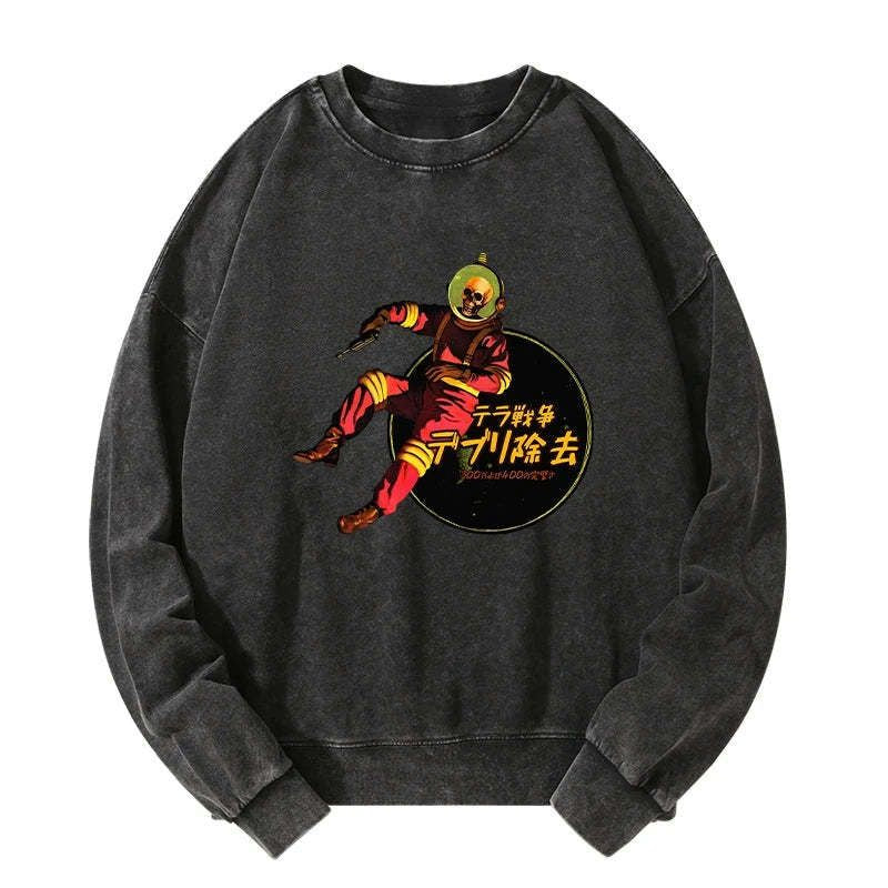 Kyoto-Lion Skeleton Astronaut Washed Sweatshirt