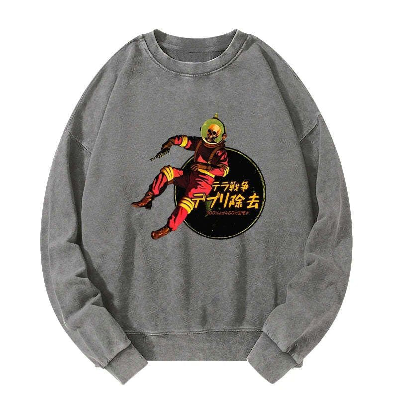 Kyoto-Lion Skeleton Astronaut Washed Sweatshirt
