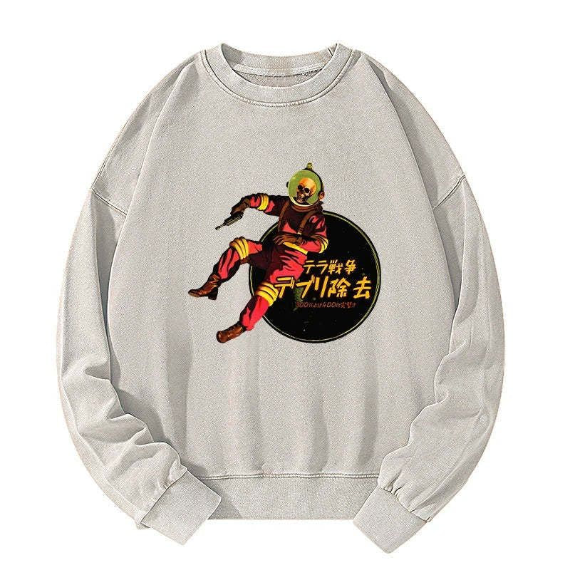 Kyoto-Lion Skeleton Astronaut Washed Sweatshirt