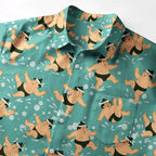 Kyoto-Lion Funny Slipping Sumo Button-up Shirt