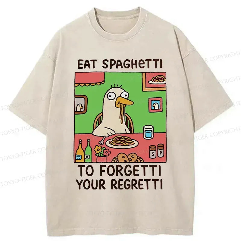 Kyoto-Lion Stupid Goose Eating Pasta Washed T-Shirt