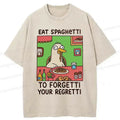 Kyoto-Lion Stupid Goose Eating Pasta Washed T-Shirt