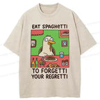 Kyoto-Lion Stupid Goose Eating Pasta Washed T-Shirt