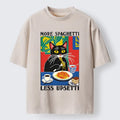 Kyoto-Lion Black Cat Ate Spaghetti Washed T-Shirt