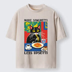 Kyoto-Lion Black Cat Ate Spaghetti Washed T-Shirt