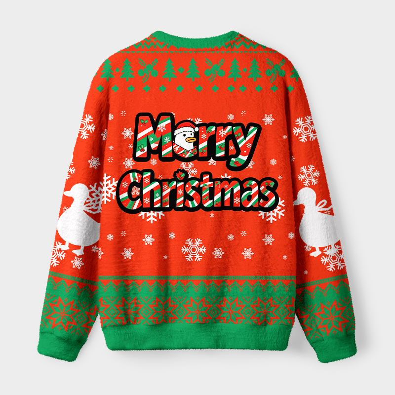 Kyoto-Lion Christmas Duck-Tape Fuzzy Christmas Ugly Sweatshirt