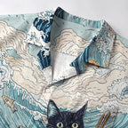 Naughty Cat Aloha Shirt for Summer