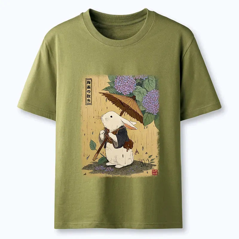 Ukiyoe Bunny T-Shirt for Rainy Day
