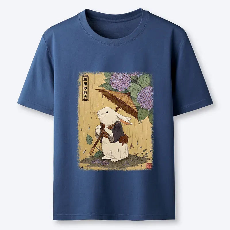 Ukiyoe Bunny T-Shirt for Rainy Day